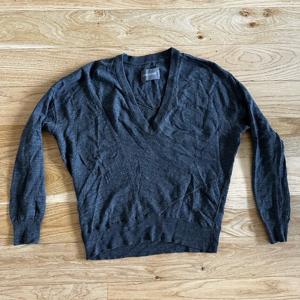 Zadig & Voltaire Women's Dark Gray V-Neck Sweater